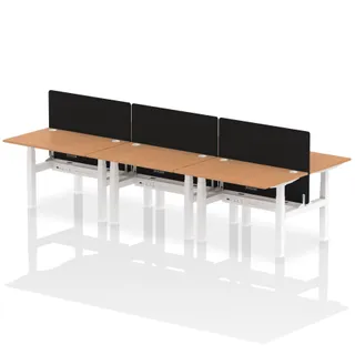 Air Back-to-Back Height Adjustable Bench Desk - 6 Person