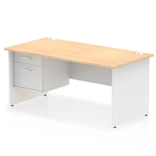 Impulse Panel End Straight Desk With Single Fixed Pedestal