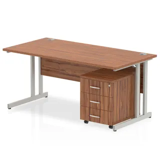 Impulse Cantilever Straight Desk With Mobile Pedestal