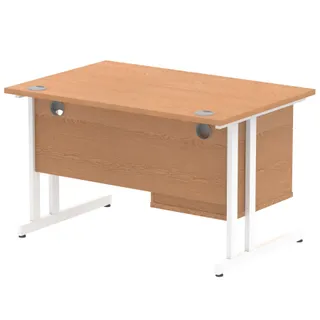 Impulse Cantilever Straight Desk With Single Fixed Pedestal