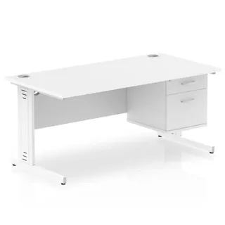 Impulse Cable Managed Straight Desk With Single Fixed Pedestal