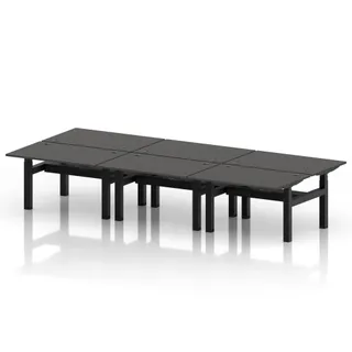 Air Back-to-Back Height Adjustable Bench Desk - 6 Person