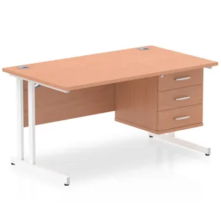 Impulse Cantilever Straight Desk With Single Fixed Pedestal