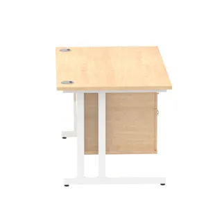 Impulse Cantilever Straight Desk With Single Fixed Pedestal