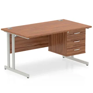 Impulse Cantilever Straight Desk With Single Fixed Pedestal
