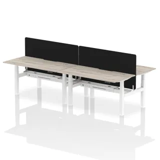 Air Back-to-Back Scalloped Edge Height Adjustable Bench Desk - 4 Person