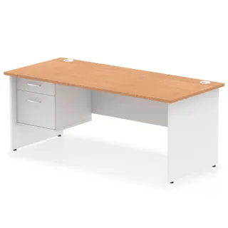 Impulse Panel End Straight Desk With Single Fixed Pedestal