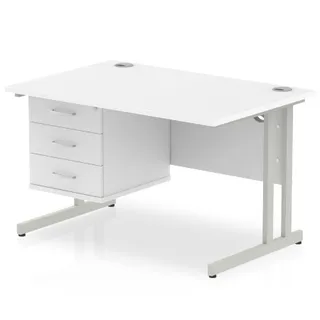 EE - Impulse Cantilever Straight Desk With Single Fixed Pedestal
