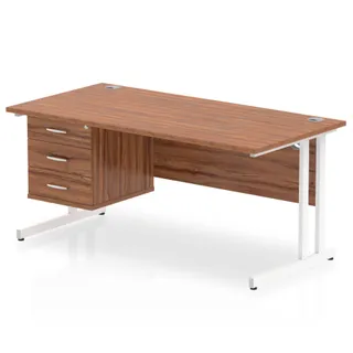 Impulse Cantilever Straight Desk With Single Fixed Pedestal