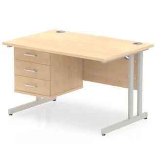 Impulse Cantilever Straight Desk With Single Fixed Pedestal