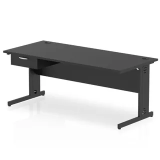 Impulse Cable Managed Straight Desk With Single One Drawer Fixed Pedestal