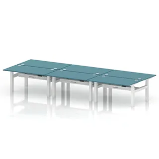 Air Back-to-Back Height Adjustable Bench Desk - 6 Person