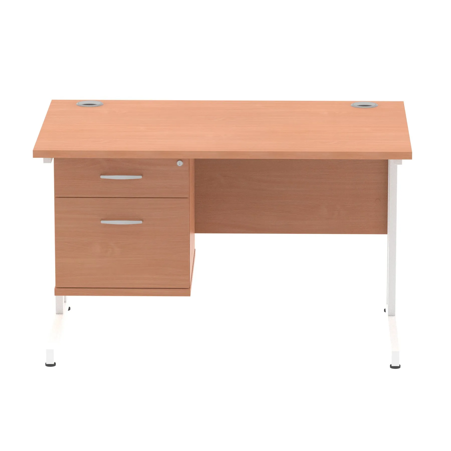 Impulse Cantilever Straight Desk With Single Fixed Pedestal