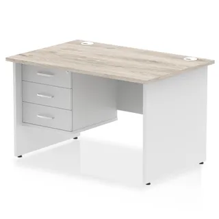Impulse Panel End Straight Desk With Single Fixed Pedestal