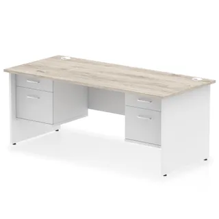Impulse Panel End Straight Desk With Two Fixed Pedestal