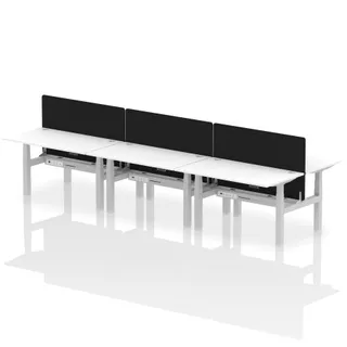 Air Back-to-Back Height Adjustable Bench Desk - 6 Person