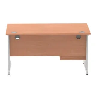 Impulse Cantilever Straight Desk With Single Fixed Pedestal