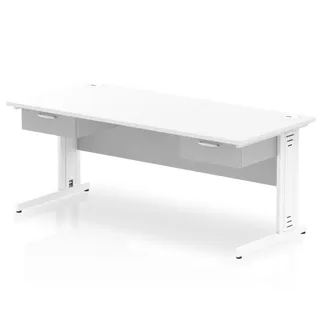 Impulse Cable Managed Straight Desk With Two One Drawer Fixed Pedestals