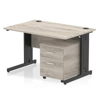 Impulse Cable Managed Straight Desk With Mobile Pedestal