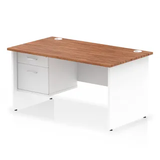 Impulse Panel End Straight Desk With Single Fixed Pedestal