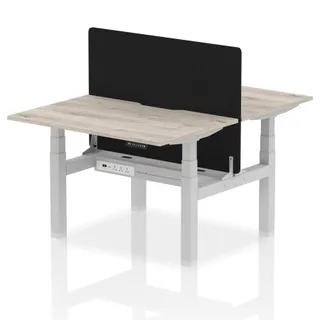 Air Back-to-Back Scalloped Edge Height Adjustable Bench Desk - 2 Person