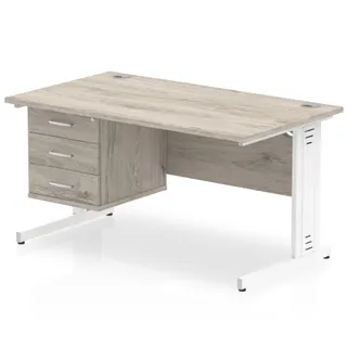Impulse Cable Managed Straight Desk With Single Fixed Pedestal