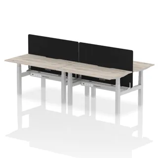 Air Back-to-Back Scalloped Edge Height Adjustable Bench Desk - 4 Person