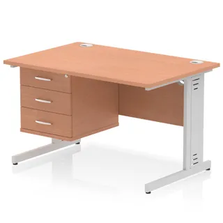 Impulse Cable Managed Straight Desk With Single Fixed Pedestal