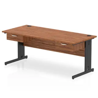 Impulse Cable Managed Straight Desk With Two One Drawer Fixed Pedestals