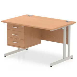 Impulse Cantilever Straight Desk With Single Fixed Pedestal