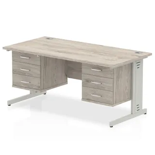 Impulse Cable Managed Straight Desk With Two Fixed Pedestal