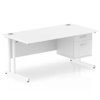 Impulse Cantilever Straight Desk With Single Fixed Pedestal