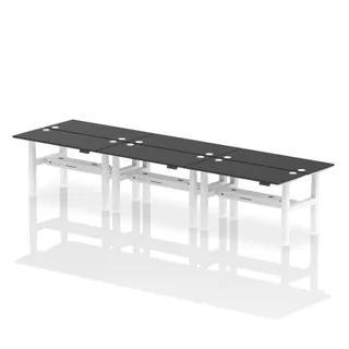 Air Back-to-Back Slimline Height Adjustable Bench Desk - 6 Person