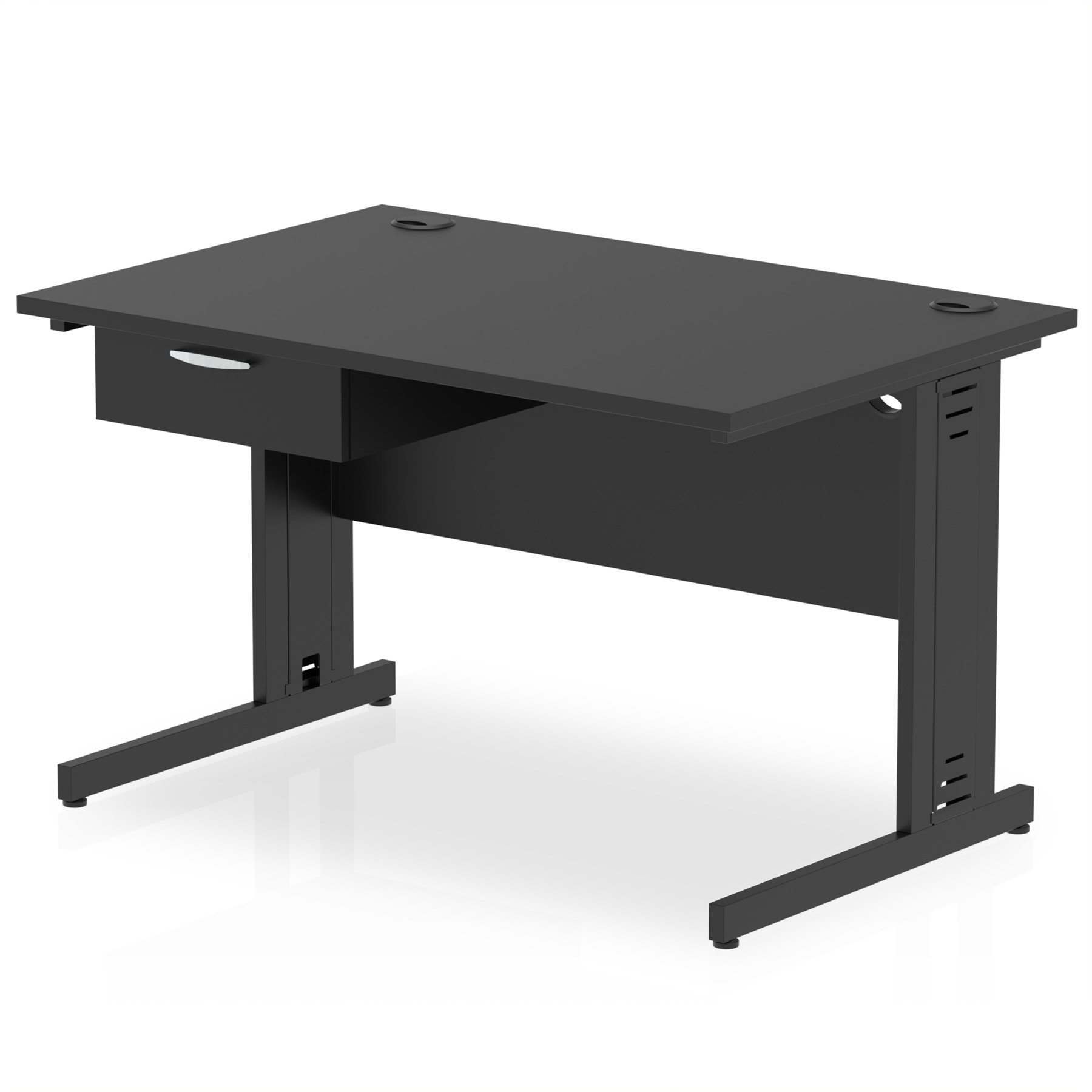 Impulse Cable Managed Straight Desk With Single One Drawer Fixed Pedestal