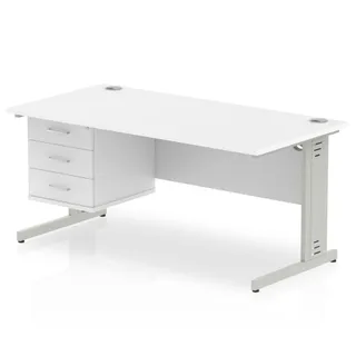 Impulse Cable Managed Straight Desk With Single Fixed Pedestal