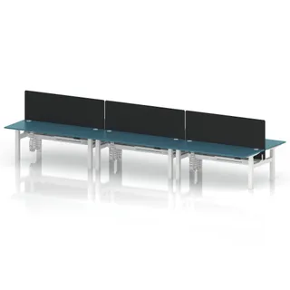Air Back-to-Back Height Adjustable Bench Desk - 6 Person