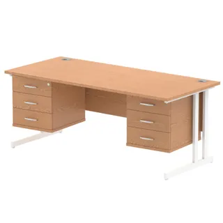 Impulse Cantilever Straight Desk With Two Fixed Pedestal