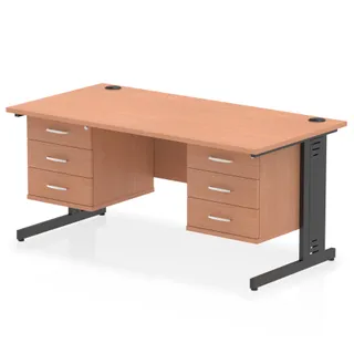 Impulse Cable Managed Straight Desk With Two Fixed Pedestal