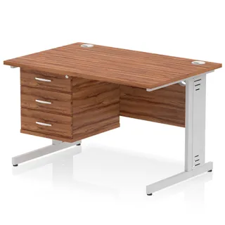 Impulse Cable Managed Straight Desk With Single Fixed Pedestal