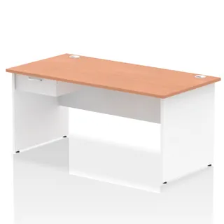 Impulse Panel End Straight Desk With Single One Drawer Fixed Pedestal