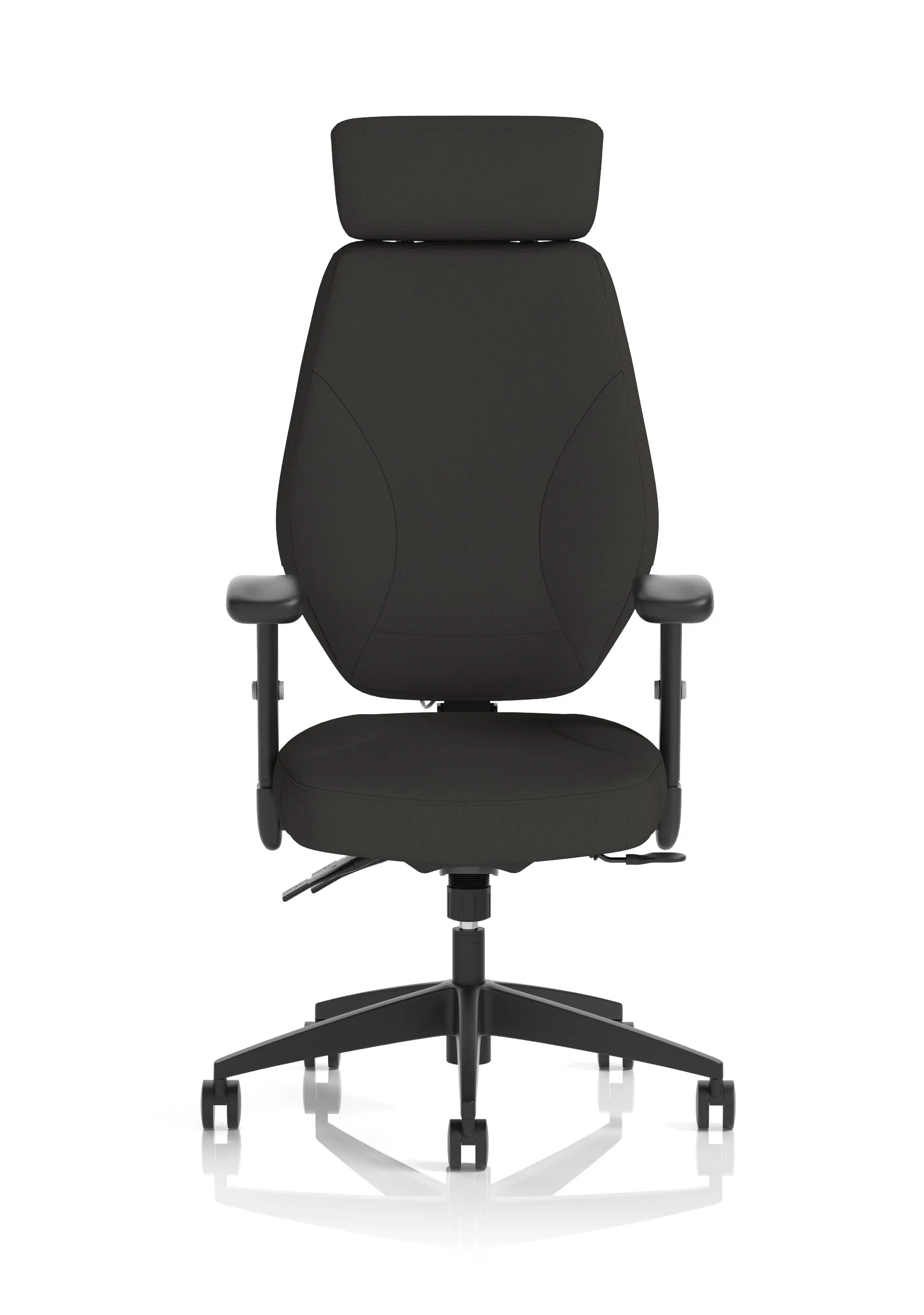 Nexus High Back Black Fabric Ergonomic Task Operator Office Chair with Arms and Headrest