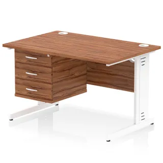 Impulse Cable Managed Straight Desk With Single Fixed Pedestal