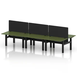 Air Back-to-Back Height Adjustable Bench Desk - 6 Person