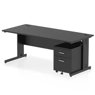 Impulse Cable Managed Straight Desk With Mobile Pedestal