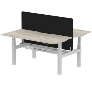 Air Back-to-Back Scalloped Edge Height Adjustable Bench Desk - 2 Person