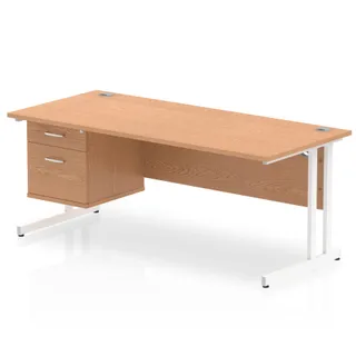 Impulse Cantilever Straight Desk With Single Fixed Pedestal