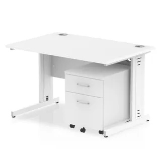 Impulse Cable Managed Straight Desk With Mobile Pedestal
