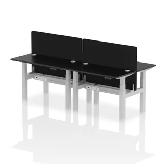 Air Back-to-Back Slimline Height Adjustable Bench Desk - 4 Person