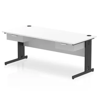 Impulse Cable Managed Straight Desk With Two One Drawer Fixed Pedestals