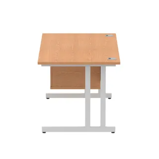 Impulse Cantilever Straight Desk With Single Fixed Pedestal